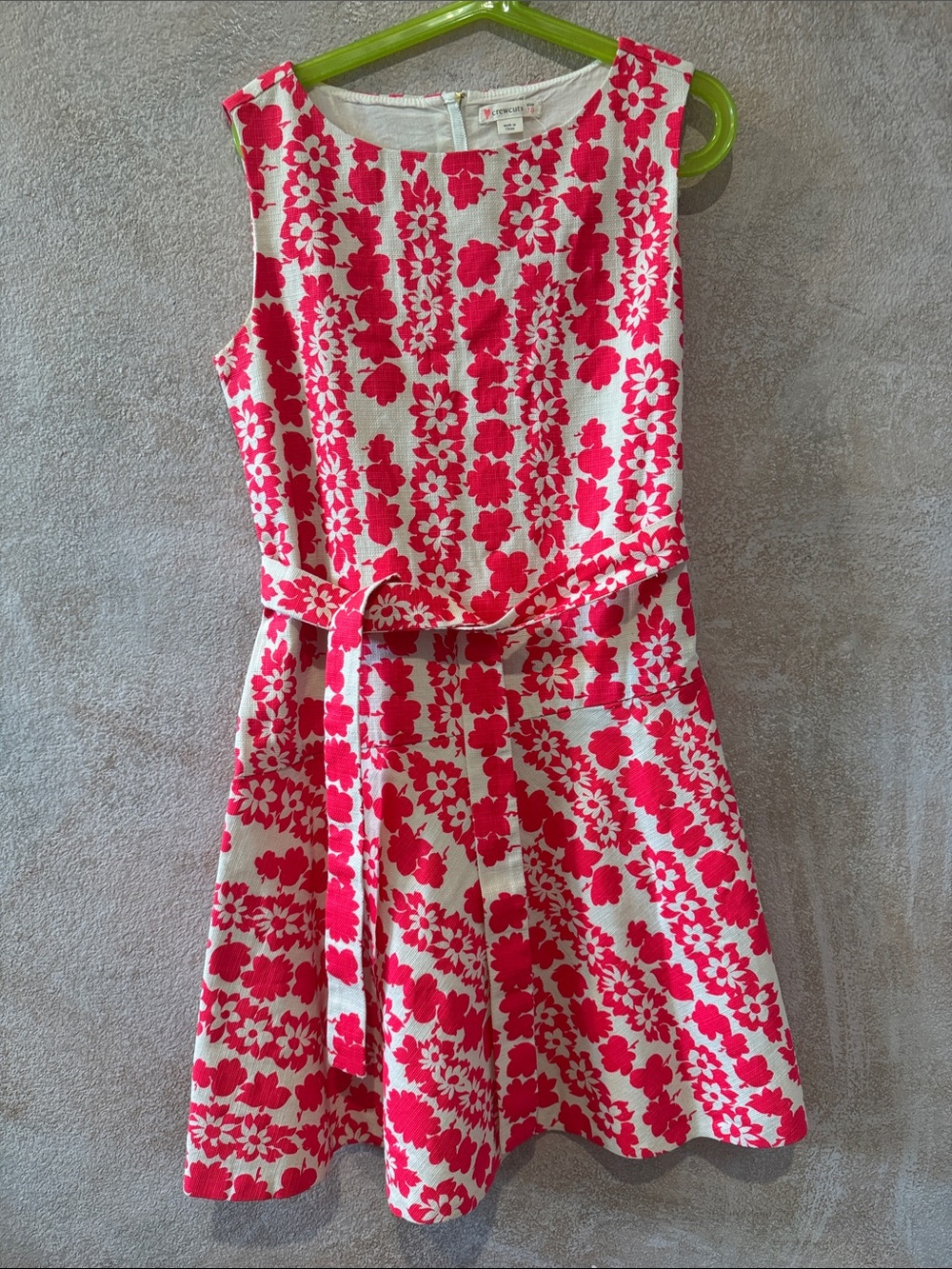 Crewcuts White and Pink Floral Belted Dress